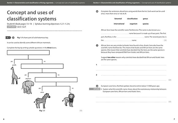 Gallery image for IGCSE Biology Workbook spread