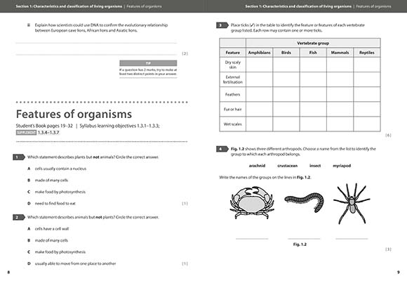 Gallery image for IGCSE Biology Workbook spread