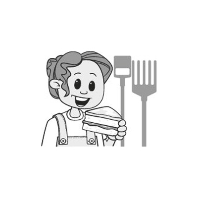 Eating cake with garden tools illustration