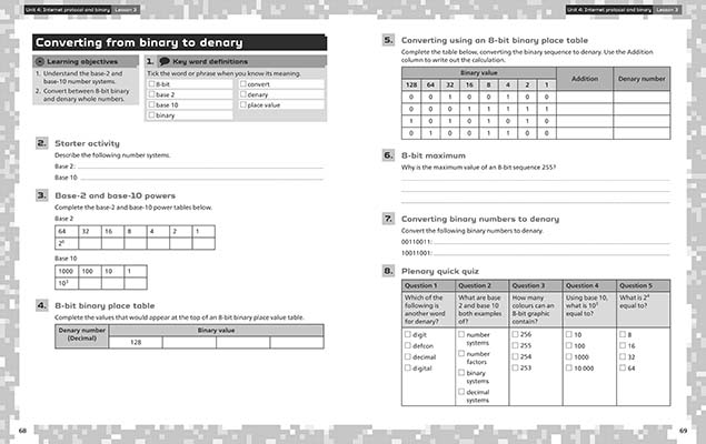 Gallery image for Inspire Computing Year 7 Workbook spread